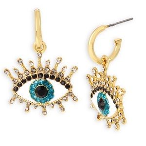 Kurt Geiger London Evil Eye Huggie Crystal Drop Earrings